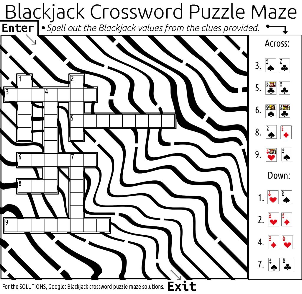 online blackjack crossword puzzle maze